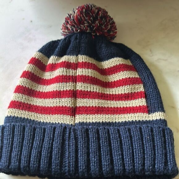 American flag knit Pom Pom beanie one size - Picture 3 of 6